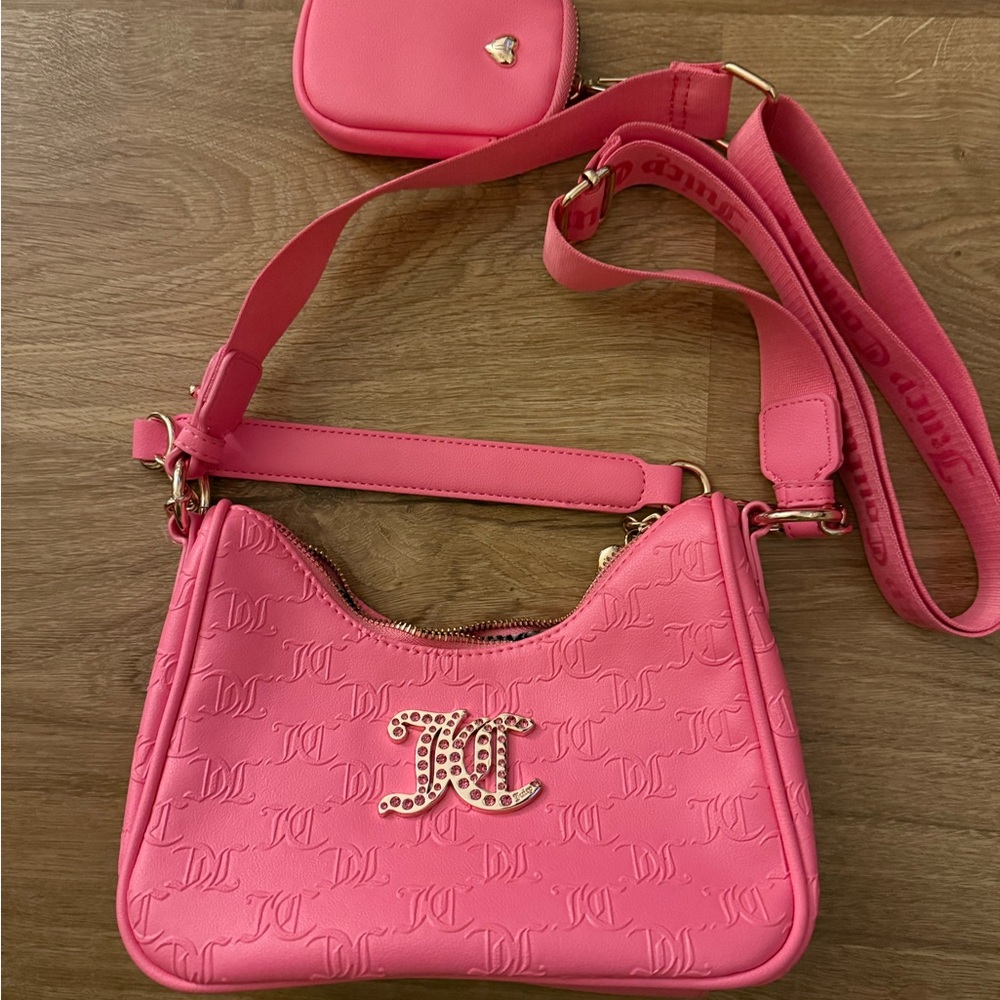 Juicy Couture Pink Textured Shoulder Bag with Silver Hardware
